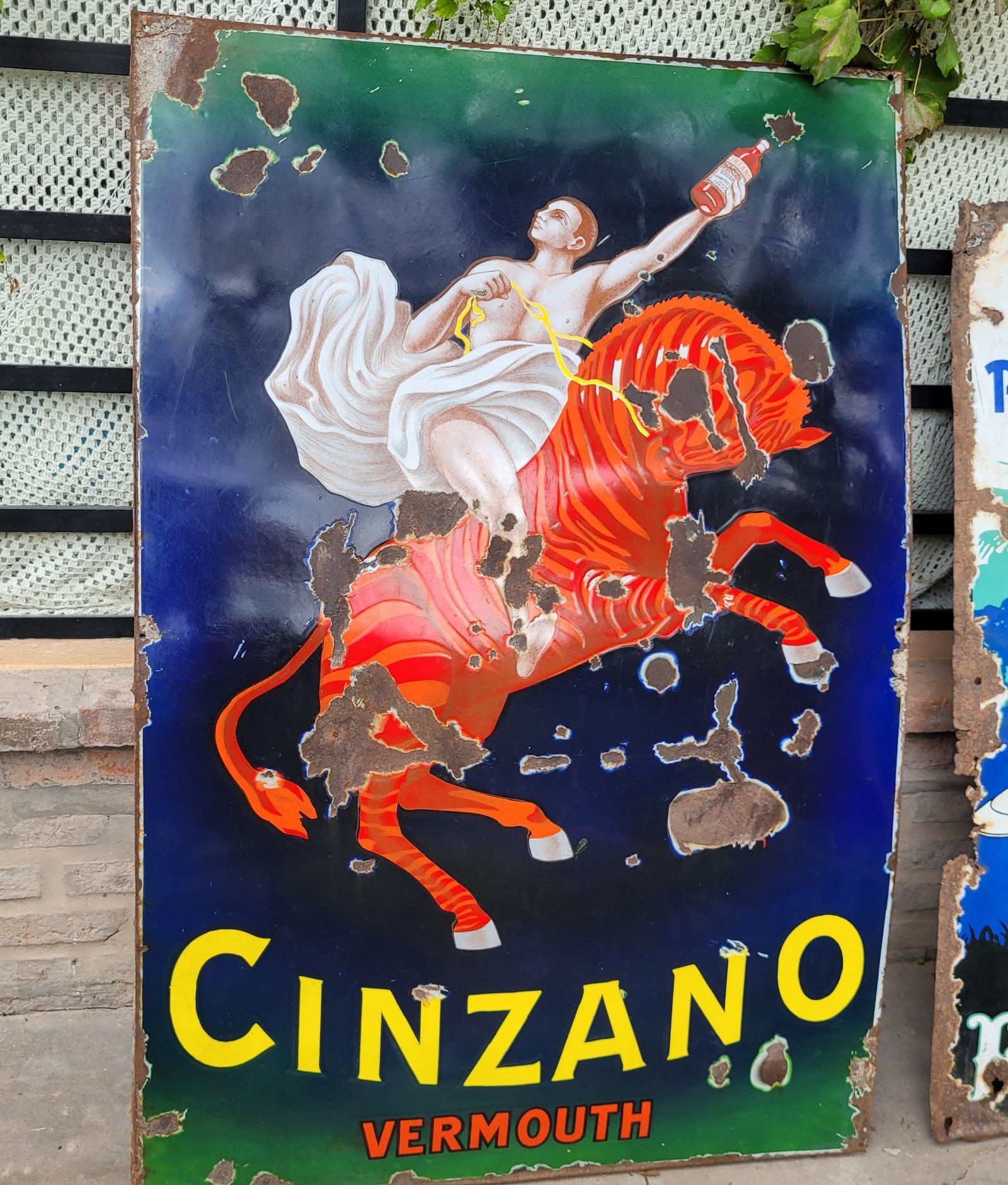 Antiguo Cartel Enlozado Original CINZANO CAPPIELLO