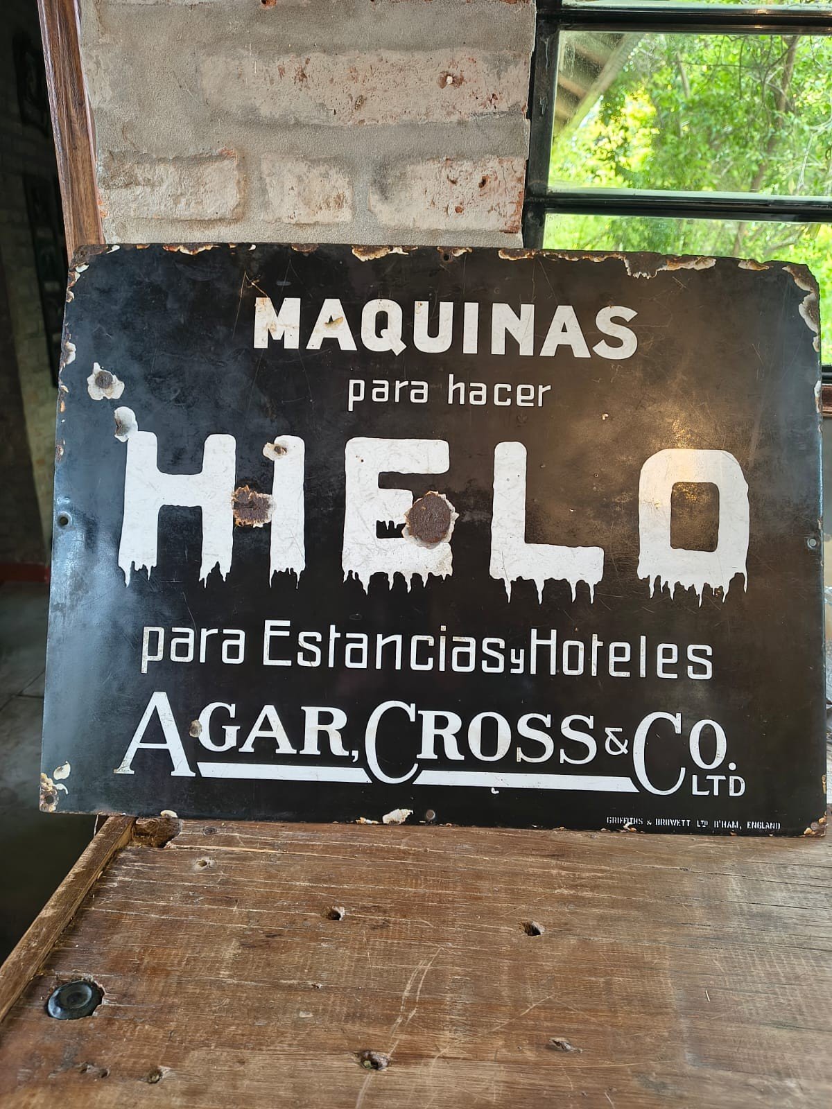 Antiguo Cartel Enlozado Original AGAR CROSS HIELO