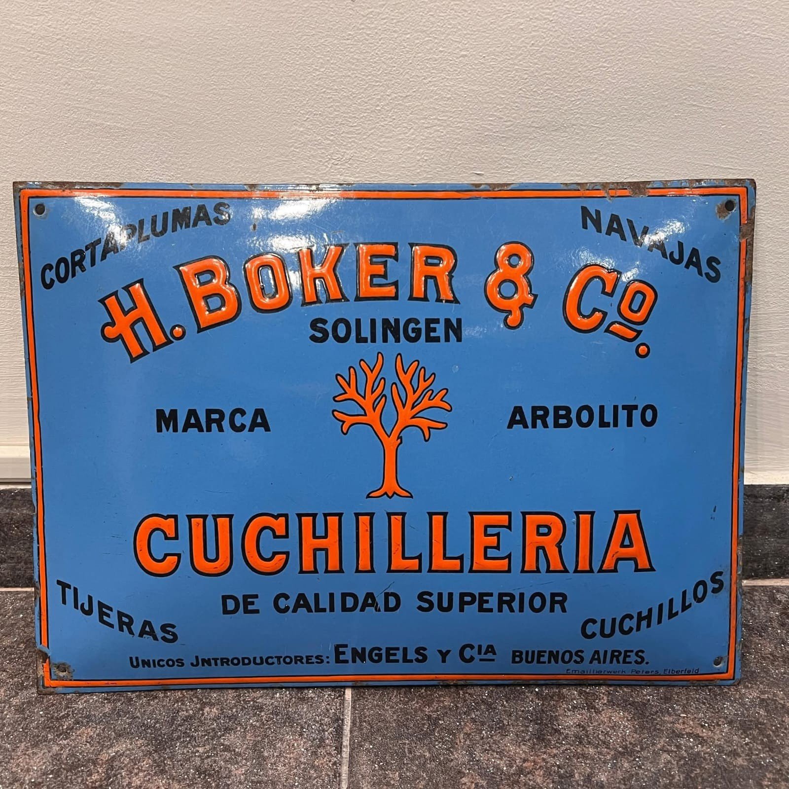 Antiguo Cartel Enlozado Original BOKER CUCHILLOS