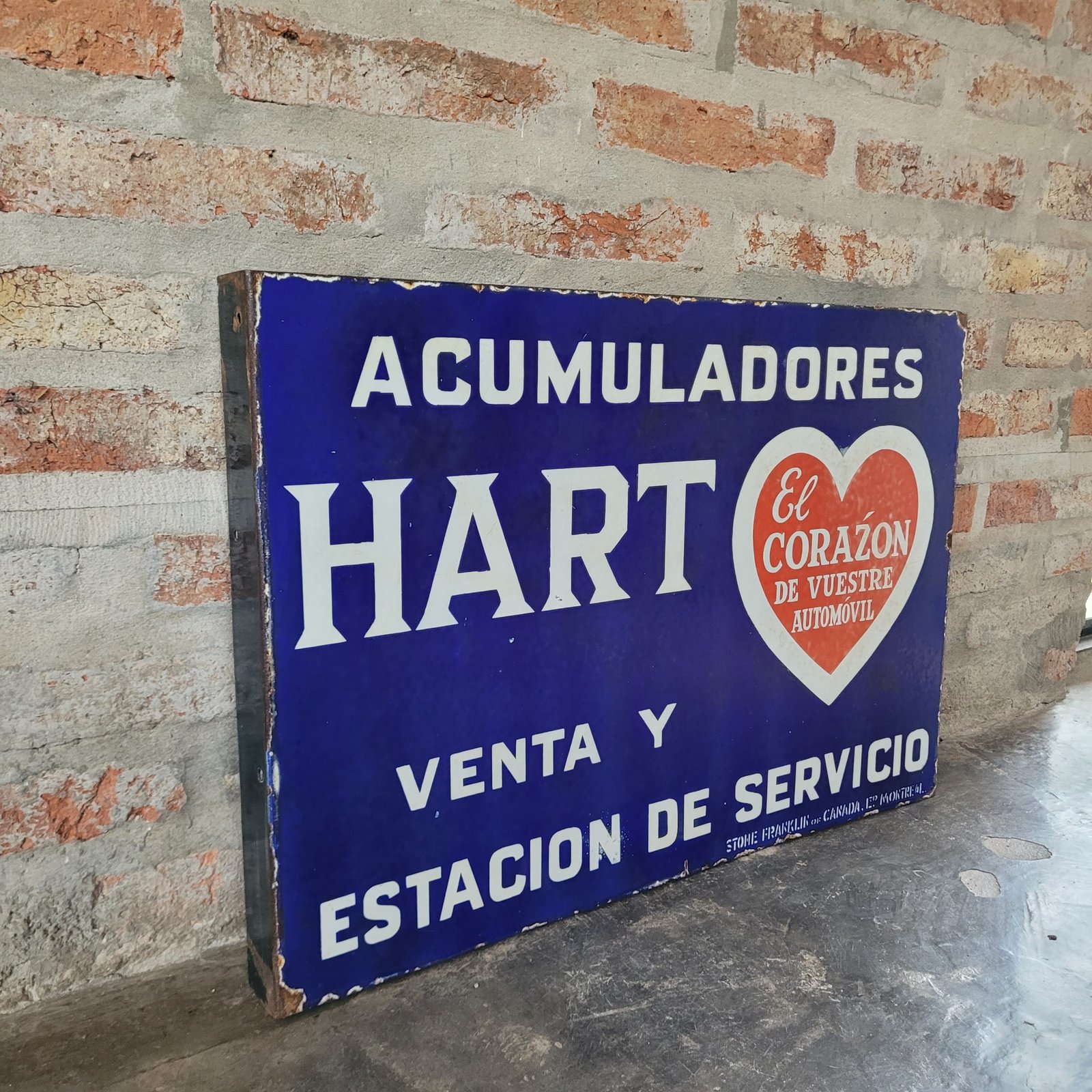 Antiguo Cartel Enlozado Original HART Acumuladores