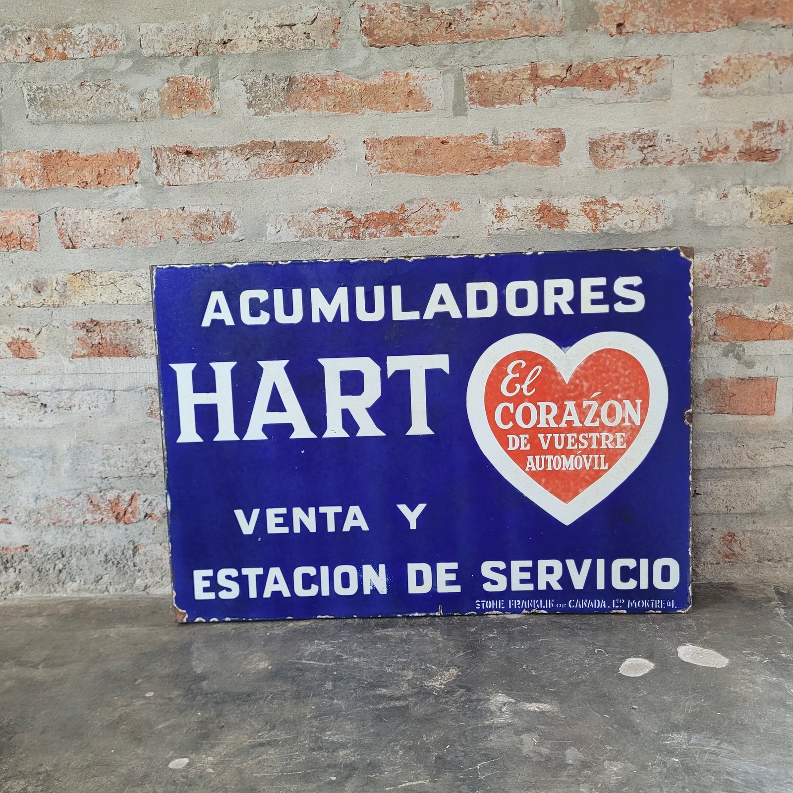 Antiguo Cartel Enlozado Original HART Acumuladores - Detalle 2